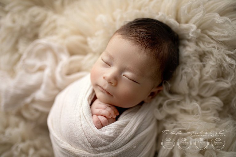 baby on flokati wrapped session gainesville florida