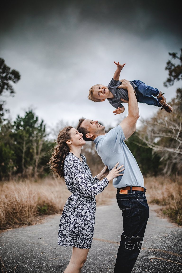 flying through the air with mom and dad