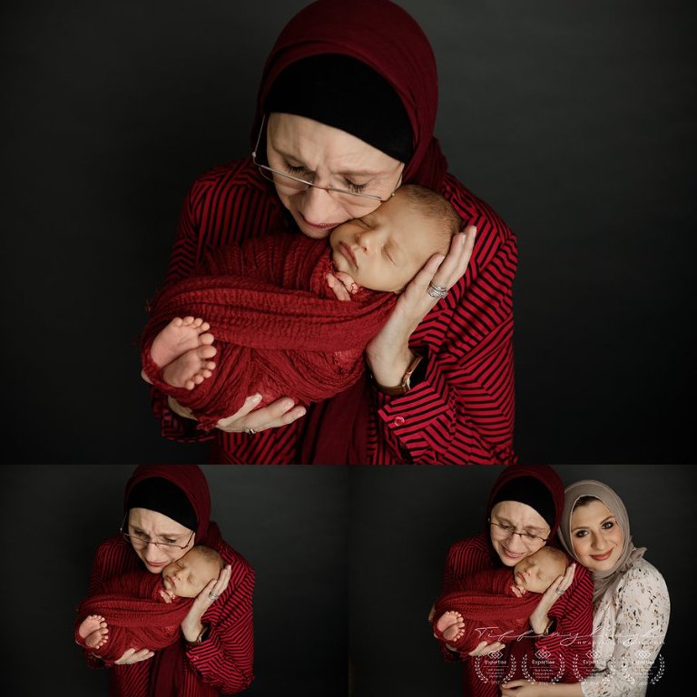 proud grandma holding newborn