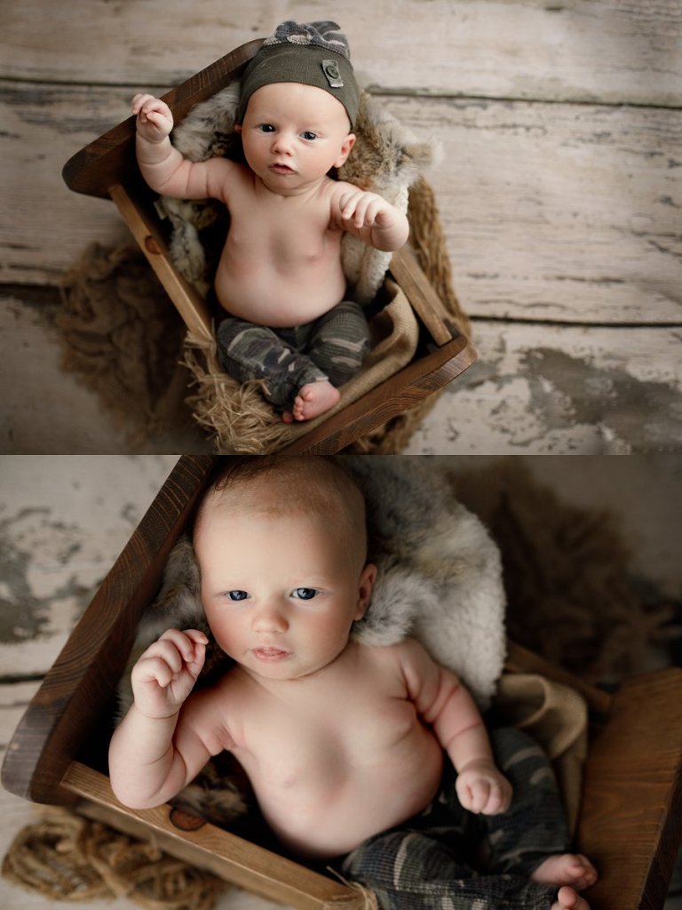 newborn photography baby in camo