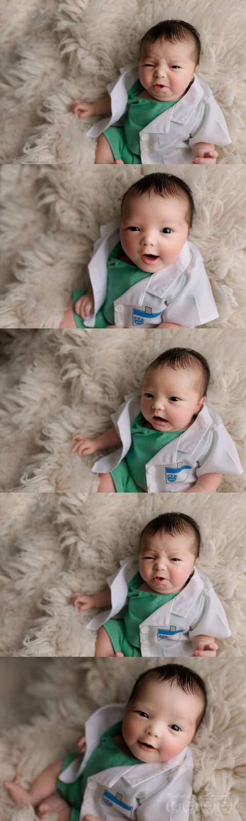 newborn with doctor outfit