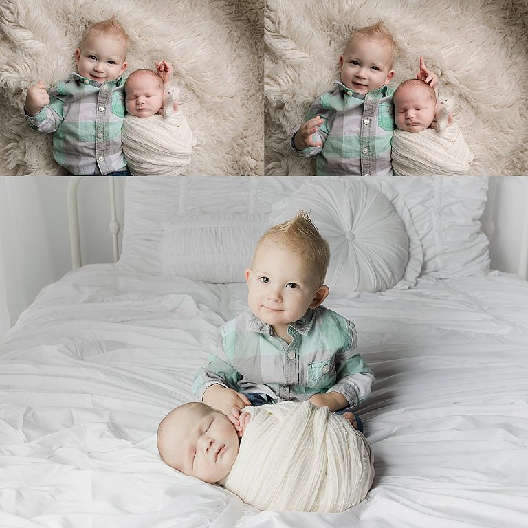 sibling posing newborn photography studio gainesville