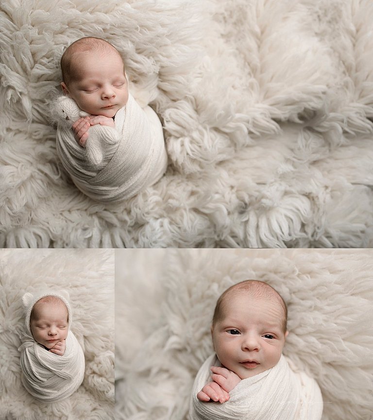 baby boy on white rug  photo studio newberry
