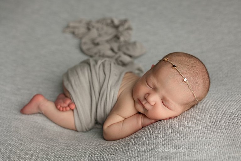 Gainesville newborn girl on gray