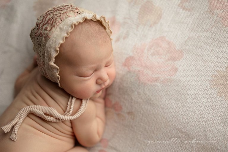 Antique Rose and baby bonnet