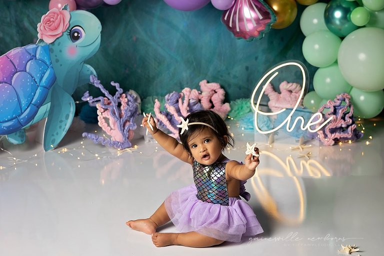 Happy baby smashing cake